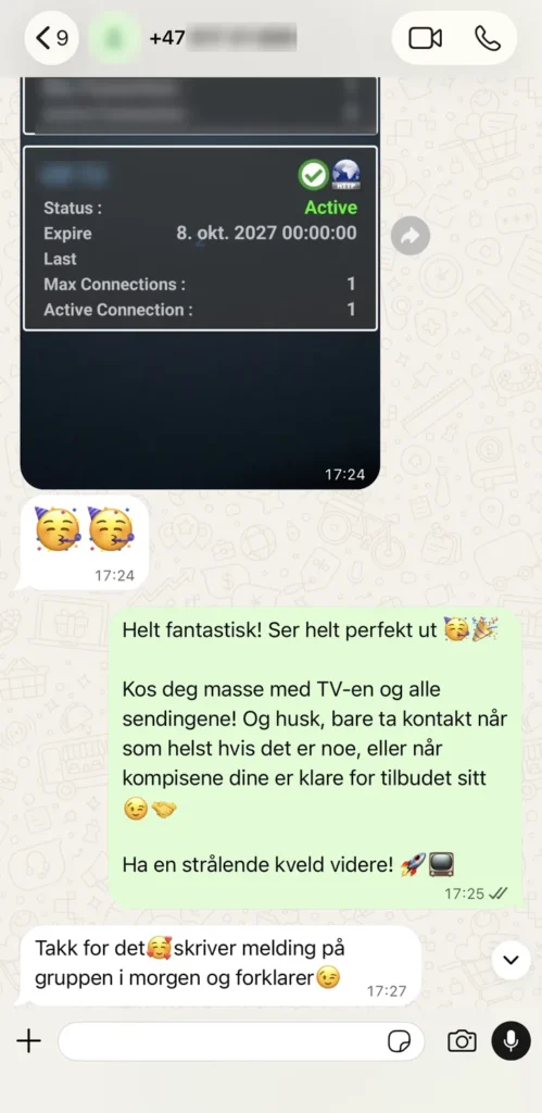 Nöjd kund i Norge – aktivt IPTV-abonnemang hos IPTV Bolaget